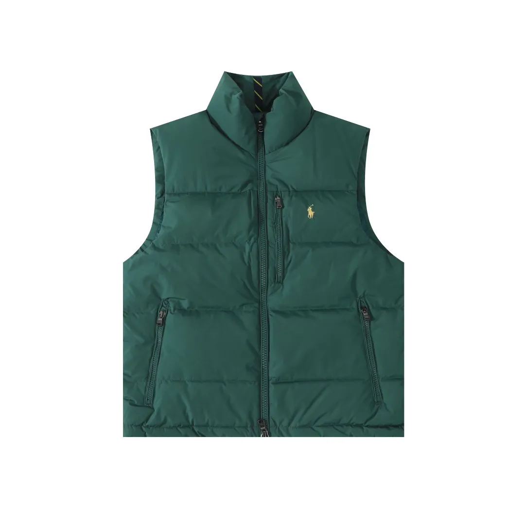 P490 #R51 Ralph Lauren four-color winter new style for men and women, classic small logo waterproof pure down vest sleeveless official item number: RL14255 A full set of customized accessories, details determine success or failure.  - Accessories: Original hangtag, washed label + electroplated YK zipper logo, customized Laval Lauren zipper, full set of accessories - Same style for men and women. Color: Khaki, green, navy, black. Size: S M L
